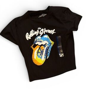 NWT The Rolling Stones Black crop top. Women’s large